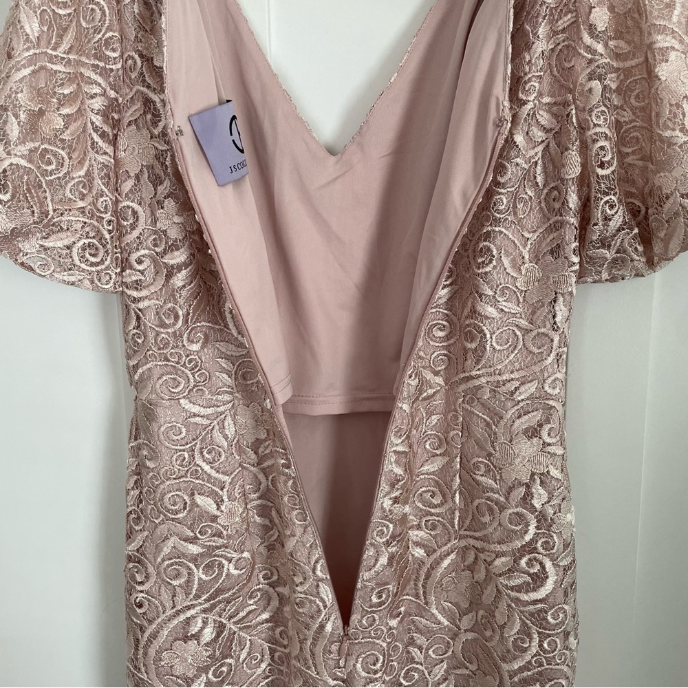 JS COLLECTIONS RIVER PUFF SLEEVE COLUMN GOWN NEW Size 4 Blush - Picture 13 of 15